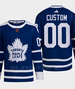 Toronto Maple Leafs 2022 Reverse Retro 2.0 Custom 00 Blue Primegreen Jersey Men's - Robokeg