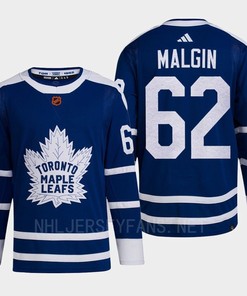 Toronto Maple Leafs 2022 Reverse Retro 2.0 Denis Malgin 62 Blue Primegreen Jersey Men's - Robokeg