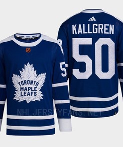 Toronto Maple Leafs 2022 Reverse Retro 2.0 Erik Kallgren 50 Blue Primegreen Jersey Men's - Robokeg