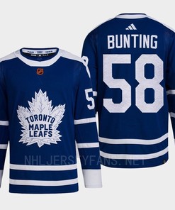 Toronto Maple Leafs 2022 Reverse Retro 2.0 Michael Bunting 58 Blue Primegreen Jersey Men's - Robokeg