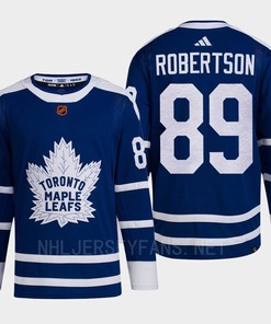 Toronto Maple Leafs 2022 Reverse Retro 2.0 Nick Robertson 89 Blue Primegreen Jersey Men's - Robokeg