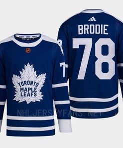 Toronto Maple Leafs 2022 Reverse Retro 2.0 T.J. Brodie 78 Blue Primegreen Jersey Men's - Robokeg