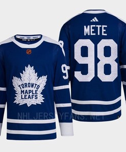 Toronto Maple Leafs 2022 Reverse Retro 2.0 Victor Mete 98 Blue Primegreen Jersey Men's - Robokeg