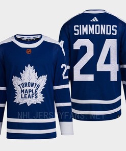 Toronto Maple Leafs 2022 Reverse Retro 2.0 Wayne Simmonds 24 Blue Primegreen Jersey Men's - Robokeg
