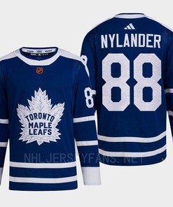 Toronto Maple Leafs 2022 Reverse Retro 2.0 William Nylander 88 Blue Primegreen Jersey Men's - Robokeg