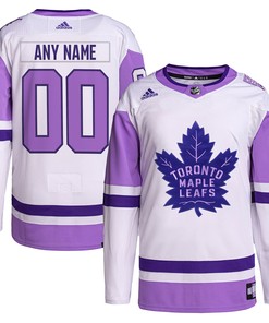 Toronto Maple Leafs Adidas Hockey Fights Cancer Primegreen Authentic Custom Jersey - White/purple Custom Jerseys Nhl - Robokeg