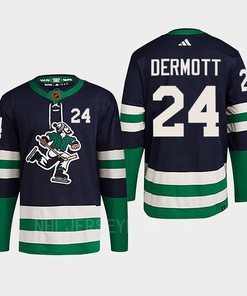 Travis Dermott 24 Reverse Retro 2.0 2022 Vancouver Canucks Navy Jersey Primegreen - Robokeg
