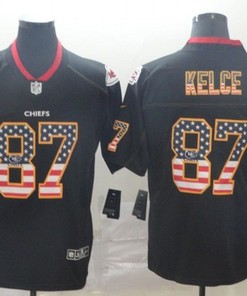 Travis Kelce #87 Kansas City Chiefs 2020 Nfl Black Us Flag Jersey Jersey - Robokeg