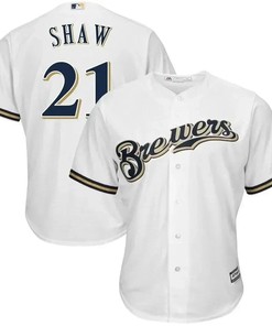 Travis Shaw Milwaukee Brewers Home Official Cool Base Player Jersey - White - Robokeg