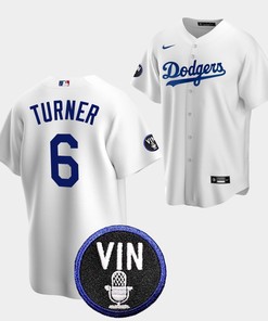 Trea Turner Honor Vin Scully Los Angeles Dodgers White 6 Jersey - Robokeg