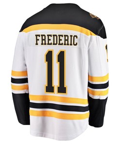 Trent Frederic 11 Boston Bruins Stanley Cup 2023 Playoffs Patch Away Breakaway Men Jersey - White - Robokeg
