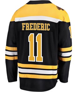 Trent Frederic 11 Boston Bruins Stanley Cup 2023 Playoffs Patch Home Breakaway Men Jersey - Black - Robokeg