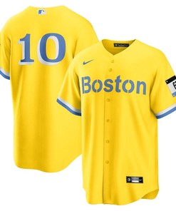 Trevor Story 10 Boston Red Sox City Connect Jersey - Gold/Light Blue - Robokeg
