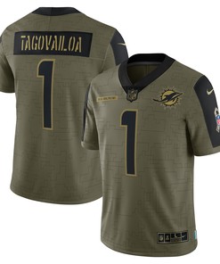 Tua Tagovailoa Miami Dolphins 2021 Salute To Service Limited Player Jersey - Olive Nfl - Robokeg