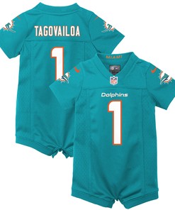 Tua Tagovailoa Miami Dolphins Newborn & Infant Game Romper Jersey - Aqua Nfl - Robokeg
