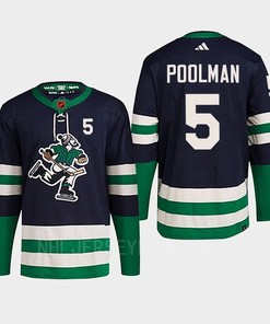 Tucker Poolman 5 Reverse Retro 2.0 2022 Vancouver Canucks Navy Jersey Primegreen - Robokeg