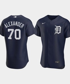 Tyler Alexander 70 Detroit Tigers Team Logo Navy Alternate Jersey - Robokeg