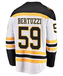 Tyler Bertuzzi 59 Boston Bruins Stanley Cup 2023 Playoffs Patch Away Breakaway Men Jersey - White - Robokeg