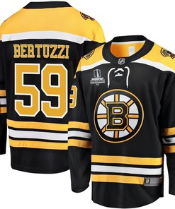 Tyler Bertuzzi 59 Boston Bruins Stanley Cup 2023 Playoffs Patch Home Breakaway Men Jersey - Black - Robokeg