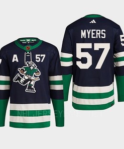 Tyler Myers 57 Reverse Retro 2.0 2022 Vancouver Canucks Navy Jersey Primegreen - Robokeg
