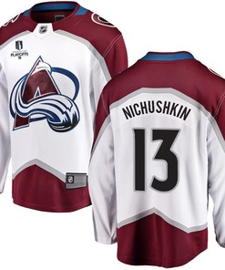 Valeri Nichushkin 13 Colorado Avalanche Stanley Cup 2023 Playoffs Patch Away Breakaway Men Jersey - White - Robokeg