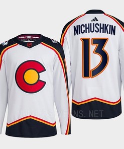 Valeri Nichushkin 13 Reverse Retro 2.0 2022 Colorado Avalanche White Jersey Primegreen - Robokeg