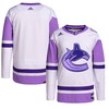 Vancouver Canucks Adidas Hockey Fights Cancer Primegreen Authentic Blank Practice Jersey - White/purple Nhl - Robokeg