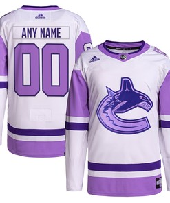 Vancouver Canucks Adidas Hockey Fights Cancer Primegreen Authentic Custom Jersey - White/purple Custom Jerseys Nhl - Robokeg