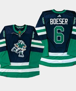 Vancouver Canucks Brock Boeser 6 Navy PrimeGreen Reverse Retro Jersey 2022-23 - Robokeg