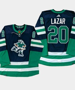 Vancouver Canucks Curtis Lazar 20 Navy PrimeGreen Reverse Retro Jersey 2022-23 - Robokeg