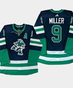 Vancouver Canucks J.T. Miller 9 Navy PrimeGreen Reverse Retro Jersey 2022-23 - Robokeg