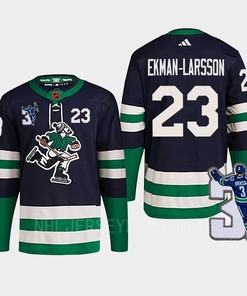 Vancouver Canucks Oliver Ekman-Larsson 23 Navy Reverse Retro 2.0 Kevin Bieska Patch Jersey - Robokeg