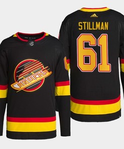 Vancouver Canucks Riley Stillman 61 Black Retro Pro Jersey 2022-23 - Robokeg