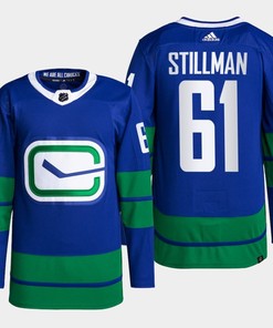 Vancouver Canucks Riley Stillman 61 Blue Alternate Primegreen Jersey 2022-23 - Robokeg