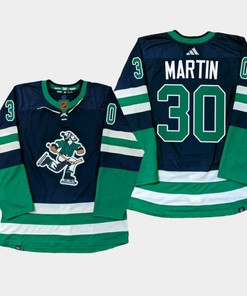 Vancouver Canucks Spencer Martin 30 Navy PrimeGreen Reverse Retro Jersey 2022-23 - Robokeg