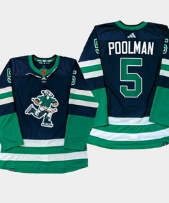 Vancouver Canucks Tucker Poolman 5 Navy PrimeGreen Reverse Retro Jersey 2022-23 - Robokeg