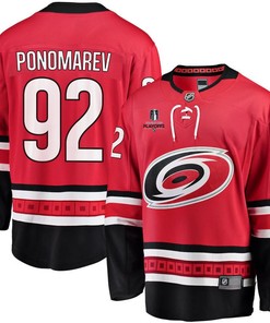 Vasiliy Ponomarev 92 Carolina Hurricanes Stanley Cup 2023 Playoffs Patch Home Breakaway Men Jersey - Red - Robokeg
