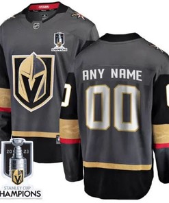 Vegas Golden Knights 2023 Stanley Cup Champions Patch Custom 00 Alternate Breakaway Jersey - Black - Robokeg