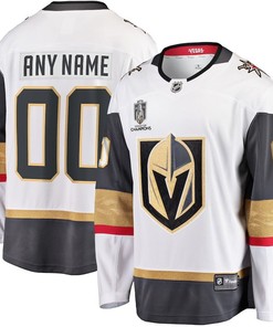 Vegas Golden Knights 2023 Stanley Cup Champions Patch Custom 00 Away Breakaway Custom Jersey - White - Robokeg
