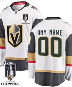 Vegas Golden Knights 2023 Stanley Cup Champions Patch Custom 00 Away Breakaway Jersey - White - Robokeg