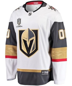 Vegas Golden Knights 2023 Stanley Cup Champions Patch Custom 00 Away Breakaway Jersey - White - Robokeg