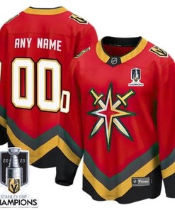Vegas Golden Knights 2023 Stanley Cup Champions Patch Custom 00 Reserve Retro Jersey - Red - Robokeg