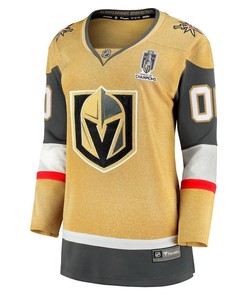 Vegas Golden Knights 2023 Stanley Cup Champions Patch Home Breakaway Custom 00 Women Jersey - Gold - Robokeg