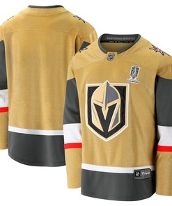 Vegas Golden Knights 2023 Stanley Cup Champions Patch Home Breakaway Jersey - Gold - Robokeg