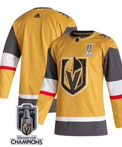 Vegas Golden Knights 2023 Stanley Cup Champions Patch Home Men Jersey - Gold - Robokeg
