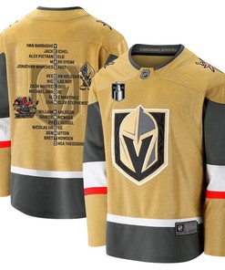 Vegas Golden Knights Players List 2023 Stanley Cup Men Jersey - Yellow - Robokeg