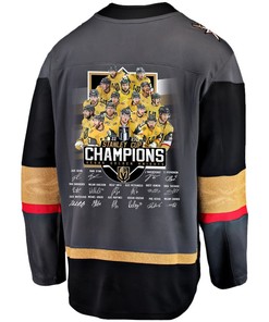 Vegas Golden Knights Players Signatures 2023 Stanley Cup Men Jersey - Black - Robokeg