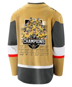 Vegas Golden Knights Players Signatures 2023 Stanley Cup Men Jersey - Yellow - Robokeg