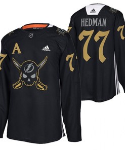 Victor Hedman Lightning 2022 Pirate-themed Warmup Black Gasparilla inspired Jersey 77 Jersey - Robokeg