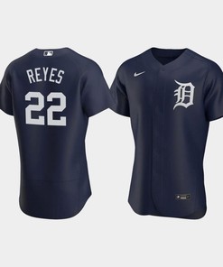 Victor Reyes 22 Detroit Tigers Team Logo Navy Alternate Jersey - Robokeg